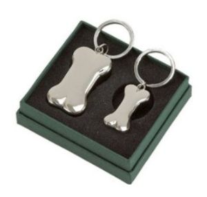 Dog Bone Key Chain - 2 engraveable dog key chains for anyone who loves dogs