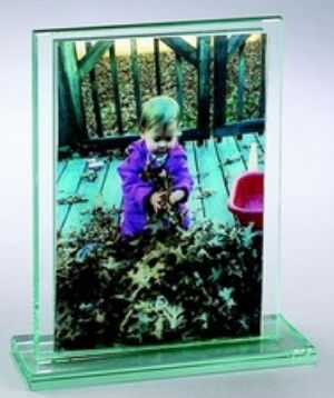 Sandwich Glass Frame - Engraveable, Sandwhich Glass Frame holds a 4x6 photo